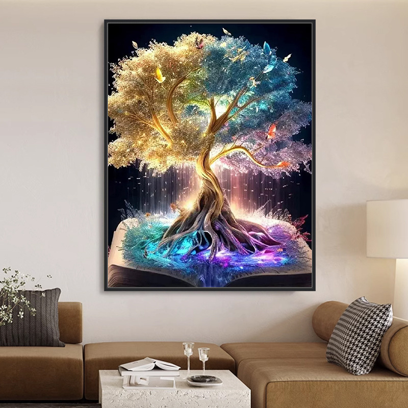 Set dijamantnog slikanja — moderni minimalistički stil, platno za ulje, krajolik, kit za križno vez, dnevni boravak