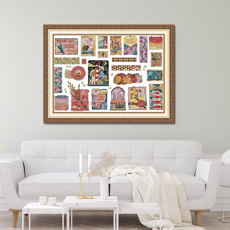 Set za križno šivanje s karikaturnim motivom, platno 11 ct, ekološki pamuk