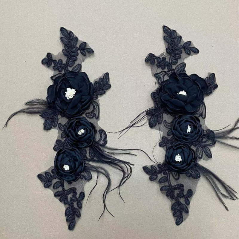 3D cvjetna našivka s čipkom za odjeću – poliester, Huacai