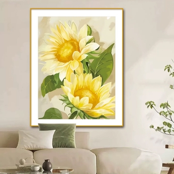 Set križnog šava: motiv suncokreta, pamuk platno, križni šav, tekstilno vez, moderni minimalistički stil