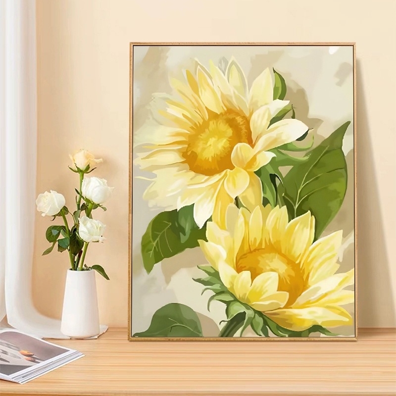 Set križnog šava: motiv suncokreta, pamuk platno, križni šav, tekstilno vez, moderni minimalistički stil