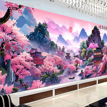 Mona Lisa krajolik križićno šivanje – pamuk materijal, moderan minimalistički stil