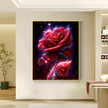 Set dijamantnog slikanja s punim dijamantima, ružni motiv, moderni minimalistički stil, platno s uljem, za dnevni boravak