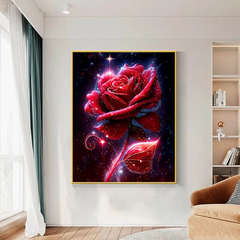 Set dijamantnog slikanja s punim dijamantima, ružni motiv, moderni minimalistički stil, platno s uljem, za dnevni boravak