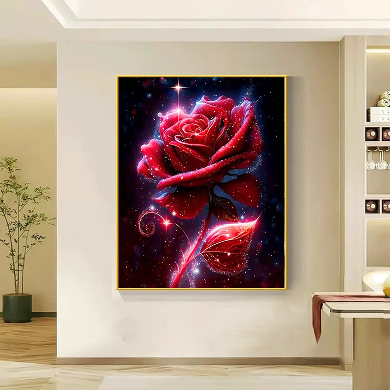 Set dijamantnog slikanja s punim dijamantima, ružni motiv, moderni minimalistički stil, platno s uljem, za dnevni boravak