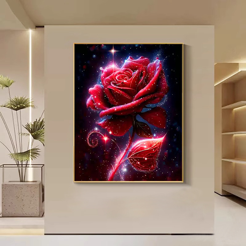 Set dijamantnog slikanja s punim dijamantima, ružni motiv, moderni minimalistički stil, platno s uljem, za dnevni boravak