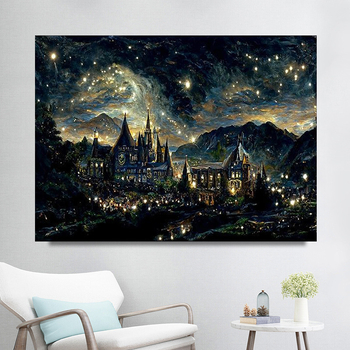 Dijamantna slika na platnu s uljem, krajina, novi kineski stil, dnevni boravak