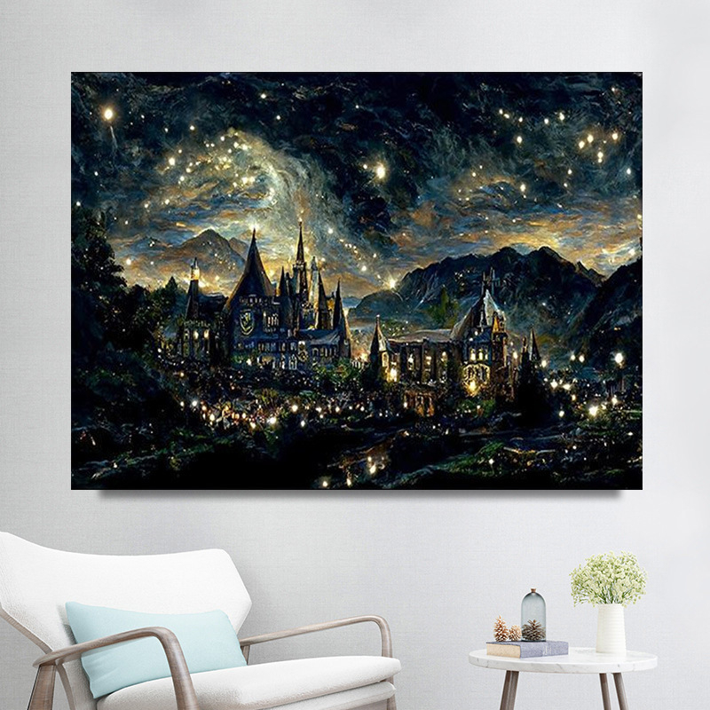 Dijamantna slika na platnu s uljem, krajina, novi kineski stil, dnevni boravak