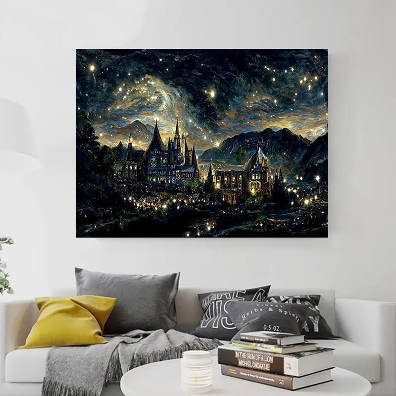 Dijamantna slika na platnu s uljem, krajina, novi kineski stil, dnevni boravak