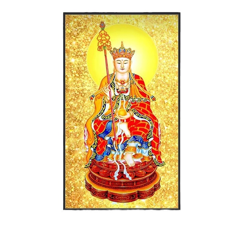 5D dijamantno slikanje — Ksitigarbha Bodhisattva figura, platno na ulje, Rubikova kocka dijamantni motiv, moderni minimalistički stil, za dnevni boravak