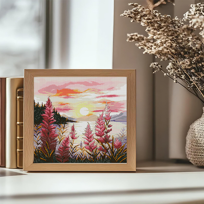 Komplet za križićno šivanje s pejzažnim motivom, 11CT, materijal: ekološka pamuk/čisti pamuk, tip šivanja: križićni bod