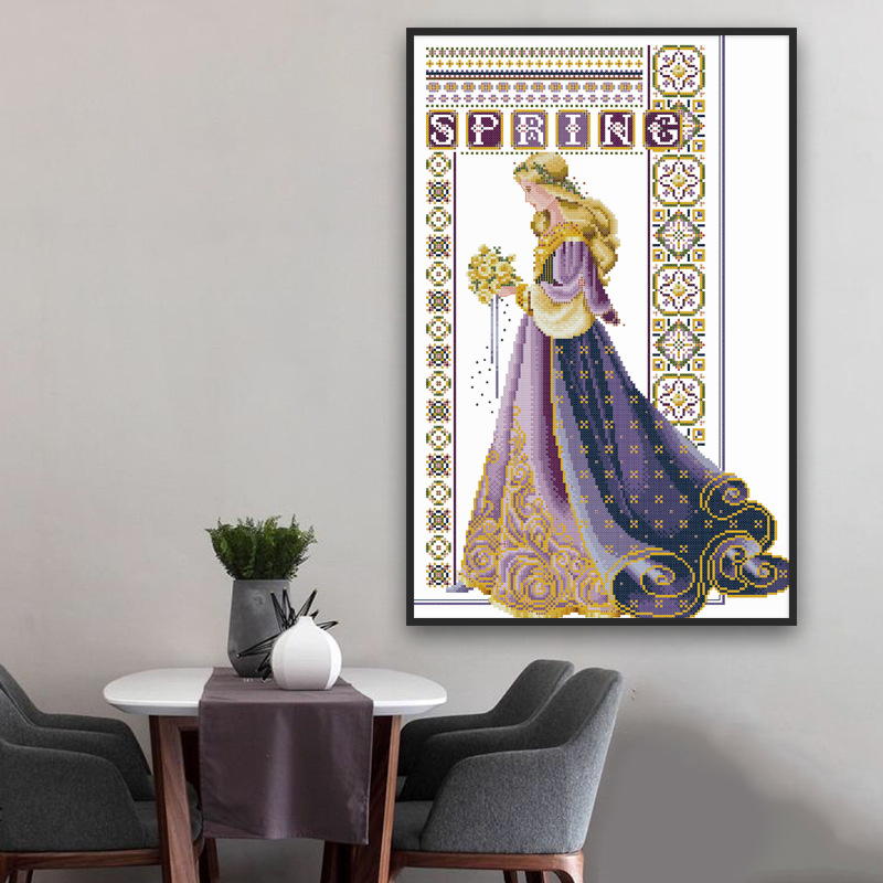 Set za križni šav 11CT, europski stil, mladenka s buketom, bijela platna, moderan dnevni boravak dekor