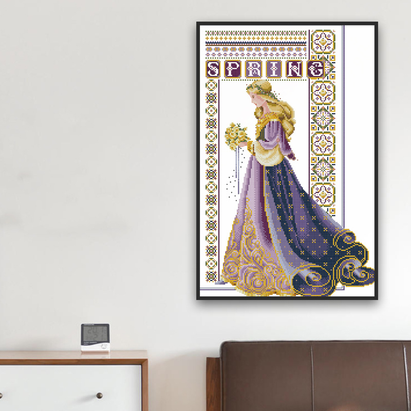 Set za križni šav 11CT, europski stil, mladenka s buketom, bijela platna, moderan dnevni boravak dekor