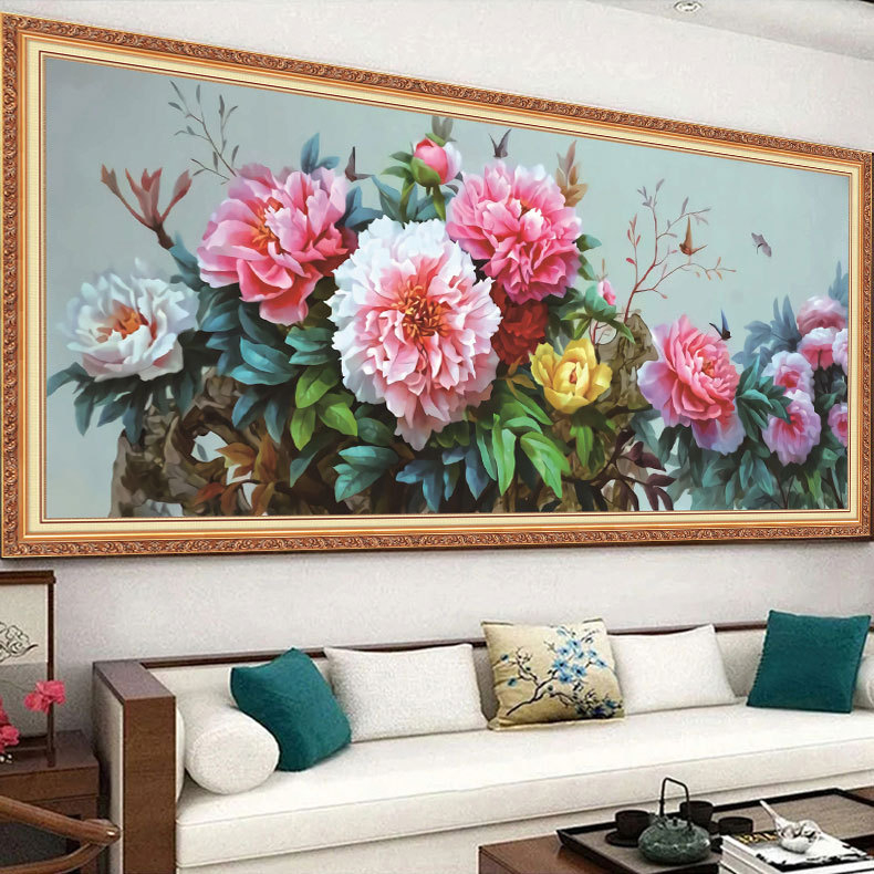 Mona Lisa set za križićno šivanje: božur uzorak, potpuno šivanje na pamuk platnu, veliki uzorak, dekor dnevnog boravka ili spavaće sobe