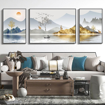 Kit de broderie cu cruci - model peisaj, țesătură din bumbac, stil modern minimalist