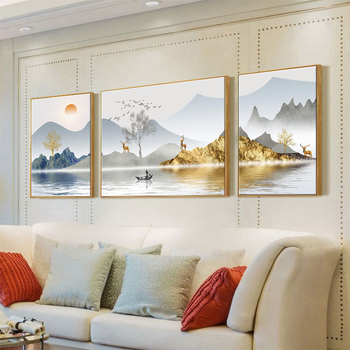 Kit de broderie cu cruci - model peisaj, țesătură din bumbac, stil modern minimalist