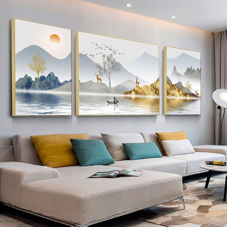 Kit de broderie cu cruci - model peisaj, țesătură din bumbac, stil modern minimalist