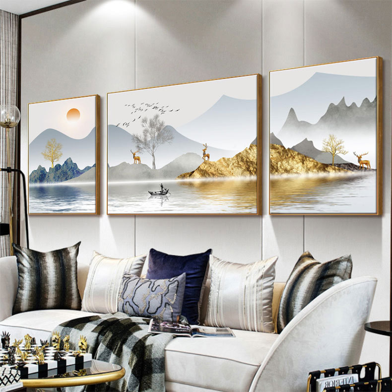 Kit de broderie cu cruci - model peisaj, țesătură din bumbac, stil modern minimalist