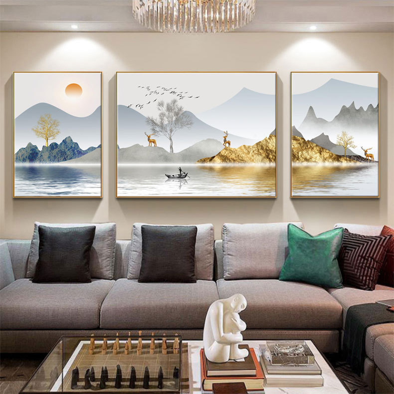 Kit de broderie cu cruci - model peisaj, țesătură din bumbac, stil modern minimalist