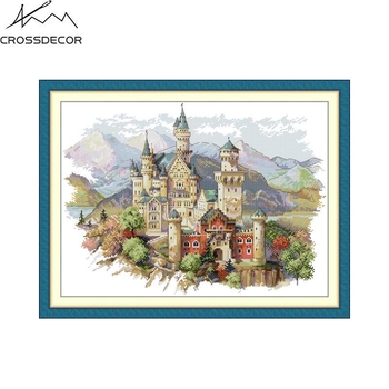 NKF Dvorac 13 Križićno šivanje Set 11CT Pamuk Krajolik Romantični DIY Vezenje