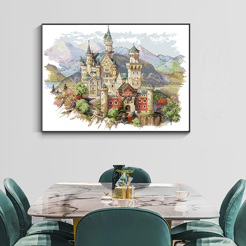 NKF Dvorac 13 Križićno šivanje Set 11CT Pamuk Krajolik Romantični DIY Vezenje
