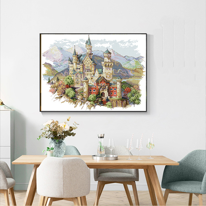 NKF Dvorac 13 Križićno šivanje Set 11CT Pamuk Krajolik Romantični DIY Vezenje