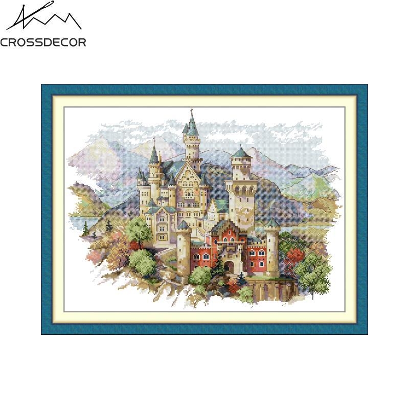 NKF Dvorac 13 Križićno šivanje Set 11CT Pamuk Krajolik Romantični DIY Vezenje