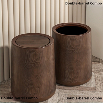 Viduramžių stiliaus imitacija medžio tekstūros šiukšlių dėžė, apvali forma, pedalinio atidarymo dangtelis, talpa 12 L ar daugiau, skirta namų, biuro ir komercinei naudai