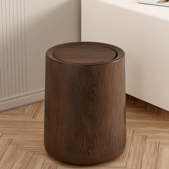 Viduramžių stiliaus imitacija medžio tekstūros šiukšlių dėžė, apvali forma, pedalinio atidarymo dangtelis, talpa 12 L ar daugiau, skirta namų, biuro ir komercinei naudai