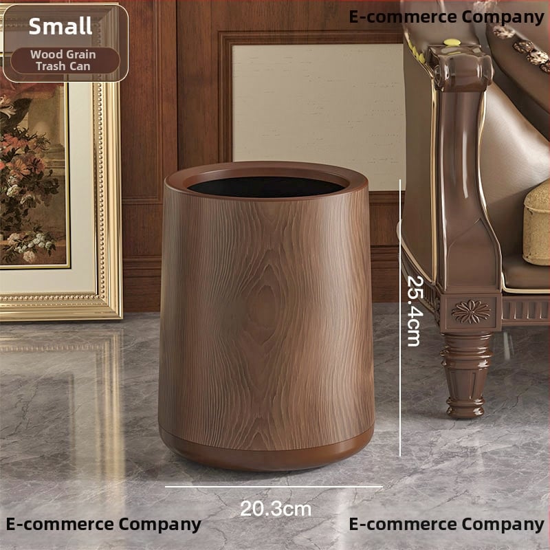 Viduramžių stiliaus imitacija medžio tekstūros šiukšlių dėžė, apvali forma, pedalinio atidarymo dangtelis, talpa 12 L ar daugiau, skirta namų, biuro ir komercinei naudai
