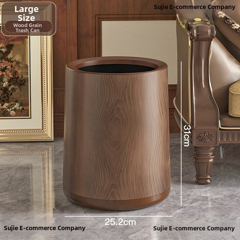 Viduramžių stiliaus imitacija medžio tekstūros šiukšlių dėžė, apvali forma, pedalinio atidarymo dangtelis, talpa 12 L ar daugiau, skirta namų, biuro ir komercinei naudai