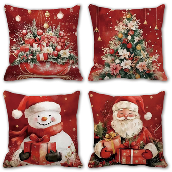 Κάλυμμα μαξιλαριού με βελούδινο Χριστουγεννιάτικο σχέδιο, προσαρμόσιμο ψηφιακό εκτύπωμα Άγιου Βασίλη και Χιονάνθρωπου, δυνατότητα εκτύπωσης λογότυπου, κατάλληλο για σαλόνι