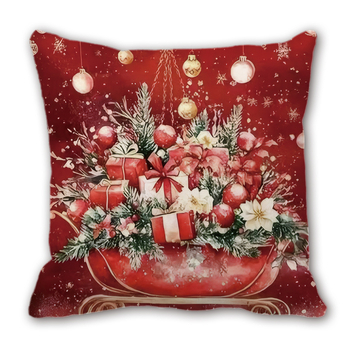 Κάλυμμα μαξιλαριού με βελούδινο Χριστουγεννιάτικο σχέδιο, προσαρμόσιμο ψηφιακό εκτύπωμα Άγιου Βασίλη και Χιονάνθρωπου, δυνατότητα εκτύπωσης λογότυπου, κατάλληλο για σαλόνι