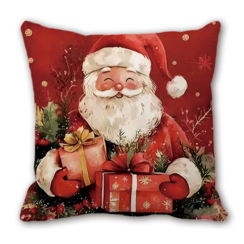 Κάλυμμα μαξιλαριού με βελούδινο Χριστουγεννιάτικο σχέδιο, προσαρμόσιμο ψηφιακό εκτύπωμα Άγιου Βασίλη και Χιονάνθρωπου, δυνατότητα εκτύπωσης λογότυπου, κατάλληλο για σαλόνι