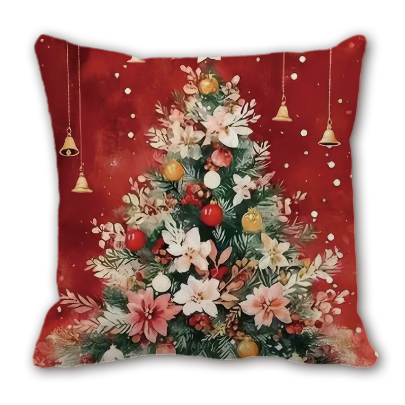 Κάλυμμα μαξιλαριού με βελούδινο Χριστουγεννιάτικο σχέδιο, προσαρμόσιμο ψηφιακό εκτύπωμα Άγιου Βασίλη και Χιονάνθρωπου, δυνατότητα εκτύπωσης λογότυπου, κατάλληλο για σαλόνι