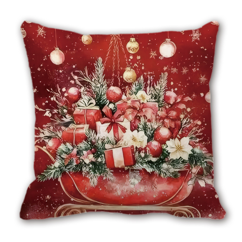 Κάλυμμα μαξιλαριού με βελούδινο Χριστουγεννιάτικο σχέδιο, προσαρμόσιμο ψηφιακό εκτύπωμα Άγιου Βασίλη και Χιονάνθρωπου, δυνατότητα εκτύπωσης λογότυπου, κατάλληλο για σαλόνι