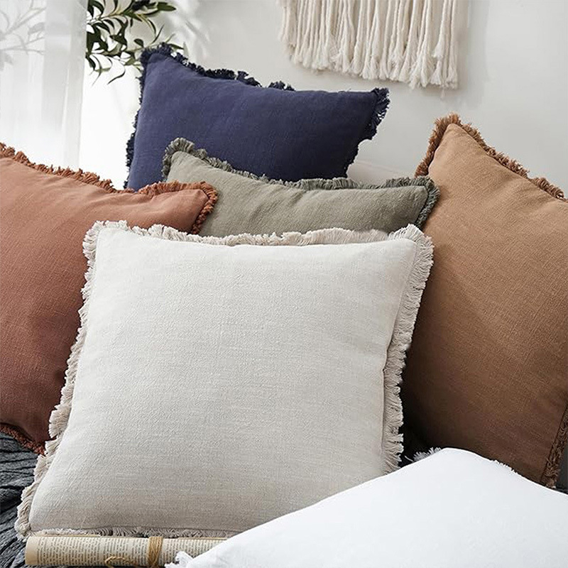 Față de pernă — seria Tassel, bumbac și in, model: altul, stil modern minimalist, pentru living