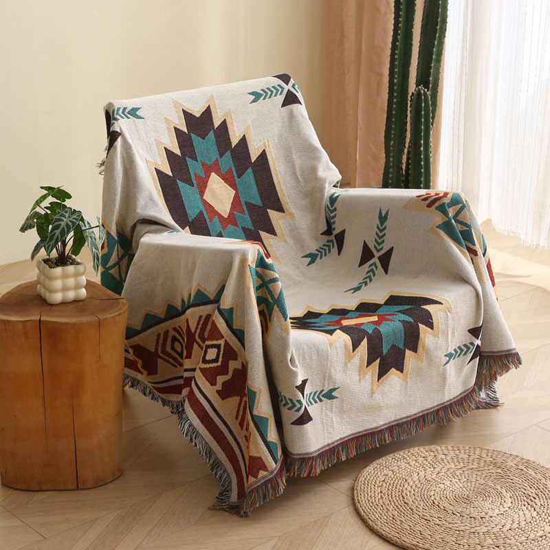 Cuvertură pentru canapea cu acoperire completă, pentru toate anotimpurile; anti-zgârieturi; pentru canapea modulară; stil nordic; material: poliester-bumbac; model: dungă/geometric/pătrat/abstract