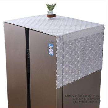 Acoperire superioară frigider cu dantelă – pentru patru uși, brodată, material mătase cu motive florale, tip răcire