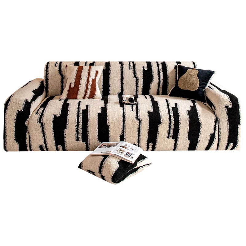 Дивански калъф – мек велур, геометричен принт, универсално пасване, модерен минималистичен лукс, мие се в пералня