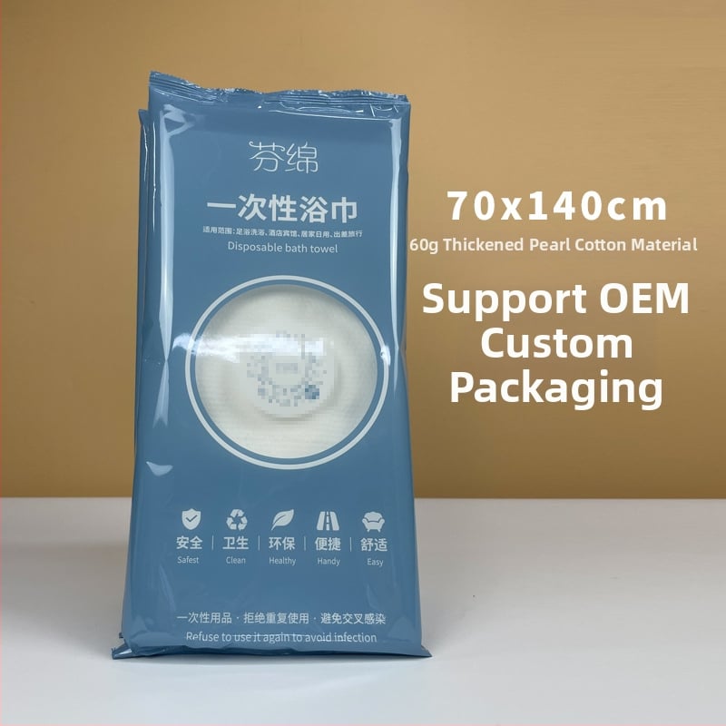 Ühekordne reisivannitoa rätik kapoki südamikuga, 80% polüester + 20% polüamiid, 20% puuvill, jakard kangas, imavus 5-10 s, nahasõbralik