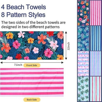 Ženski ručnik za plažu i kupanje od mikrovlakana, brzo se suši, 150D, 200-300 g, Tiskački proces