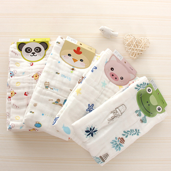 Dvodelni set dječjih ručnika od guste gaze, tiskani kvadratni ručnici, pređa 40, težina 50–80 g