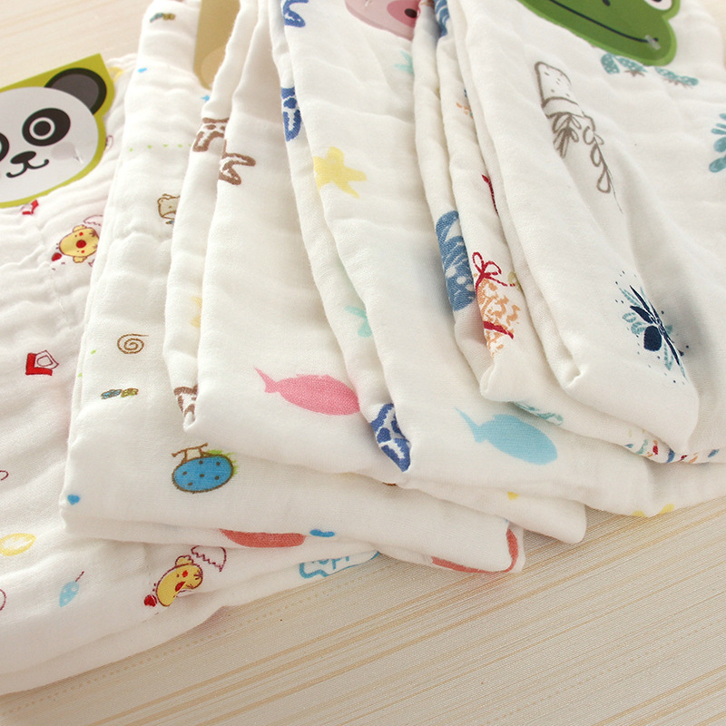 Dvodelni set dječjih ručnika od guste gaze, tiskani kvadratni ručnici, pređa 40, težina 50–80 g