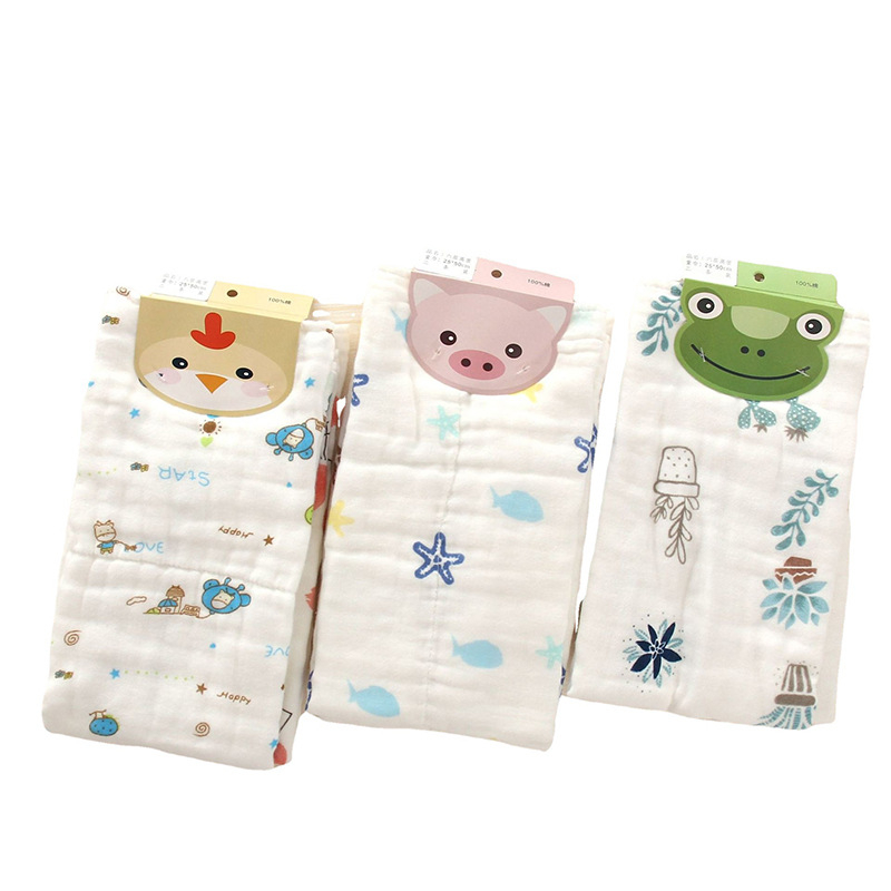 Dvodelni set dječjih ručnika od guste gaze, tiskani kvadratni ručnici, pređa 40, težina 50–80 g
