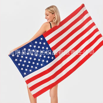 Ručnik za kupanje i plažu od 100% pamuka, motiv američke zastave, Cut Velvet tisak, 200-300 g, 21 vlakana, uzorak po želji