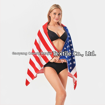 Ručnik za kupanje i plažu od 100% pamuka, motiv američke zastave, Cut Velvet tisak, 200-300 g, 21 vlakana, uzorak po želji
