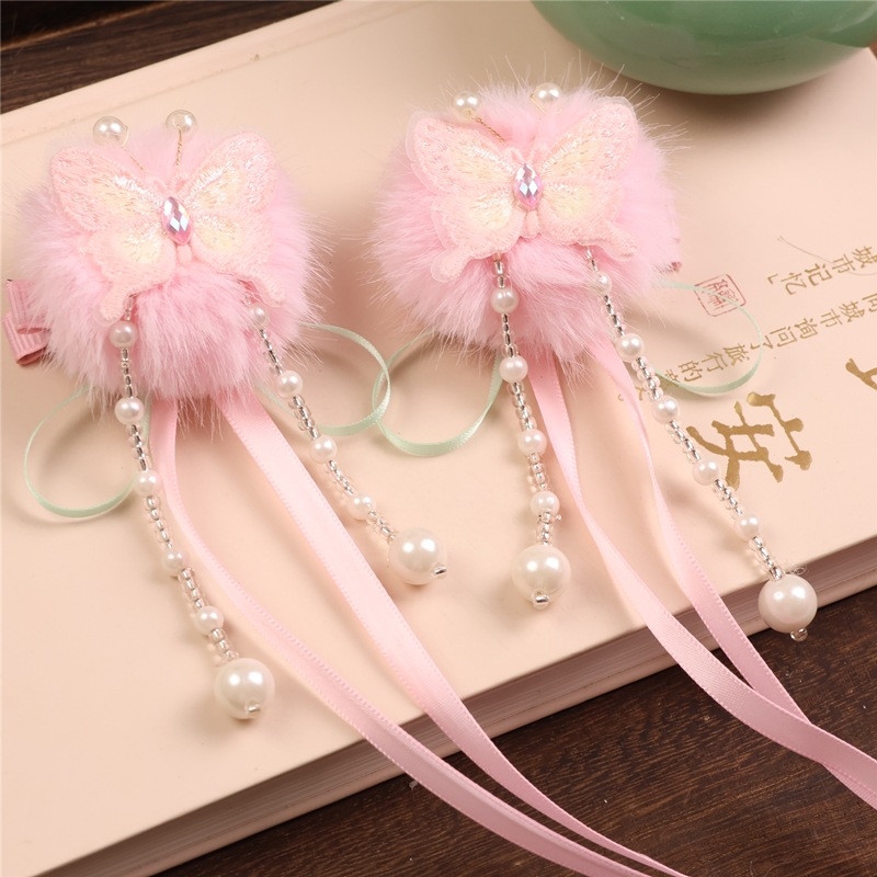 Dječja kopča za kosu, plišasti leptir uzorak, ručno izrađena, klipsa, princes stil, za djecu od 3 do 10 godina