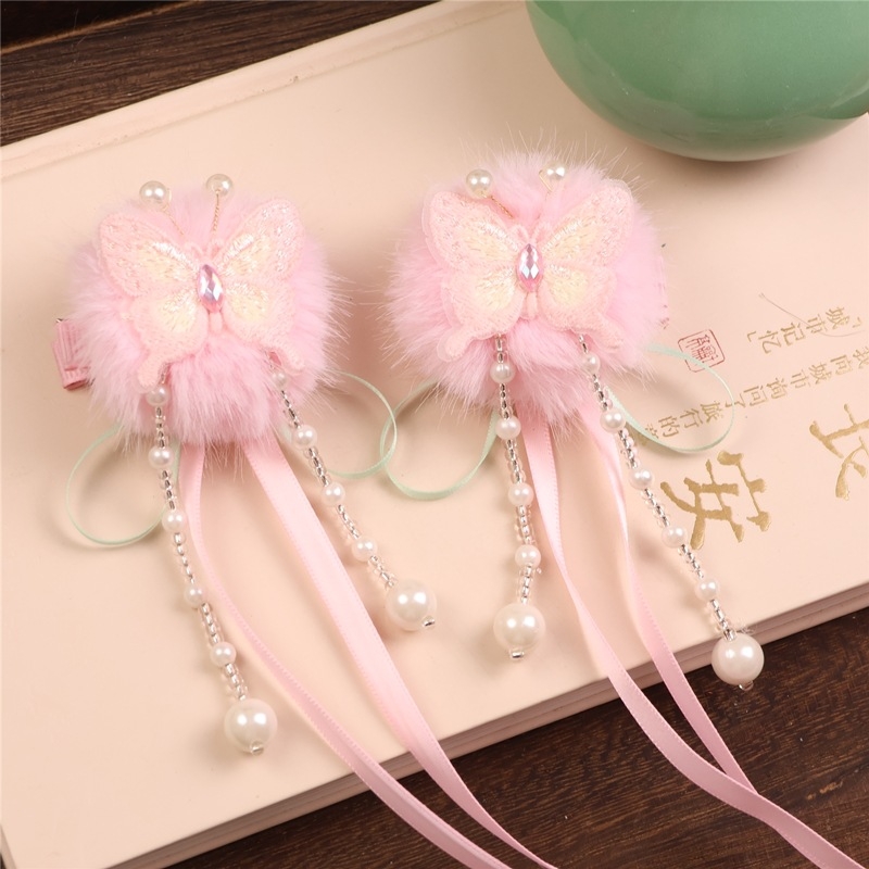 Dječja kopča za kosu, plišasti leptir uzorak, ručno izrađena, klipsa, princes stil, za djecu od 3 do 10 godina