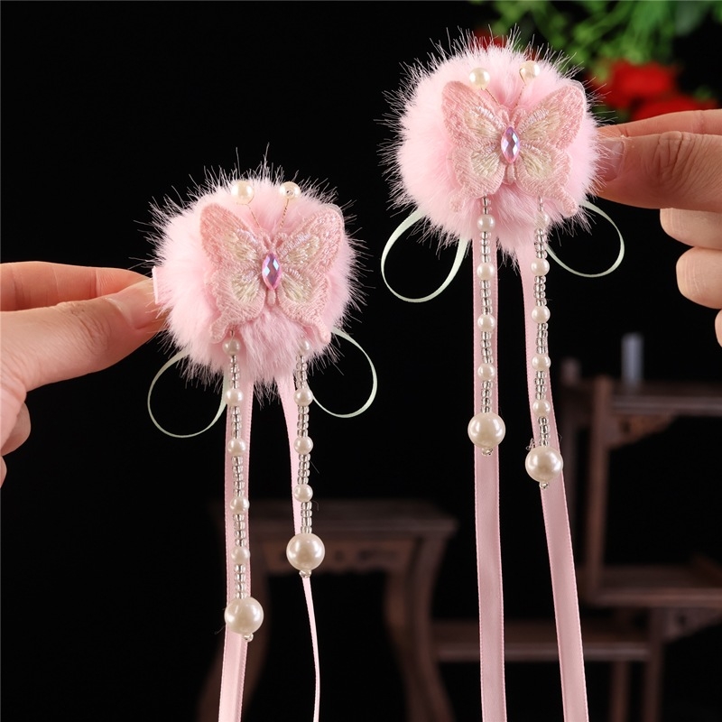 Dječja kopča za kosu, plišasti leptir uzorak, ručno izrađena, klipsa, princes stil, za djecu od 3 do 10 godina